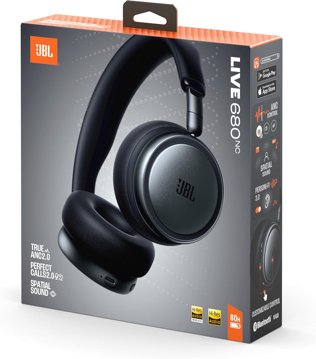 JBL Live 680NC Kabellose On‑Ear‑Kopfhörer mit Adaptivem Noise Cancelling, Spatial Sound, Sprachsteue
