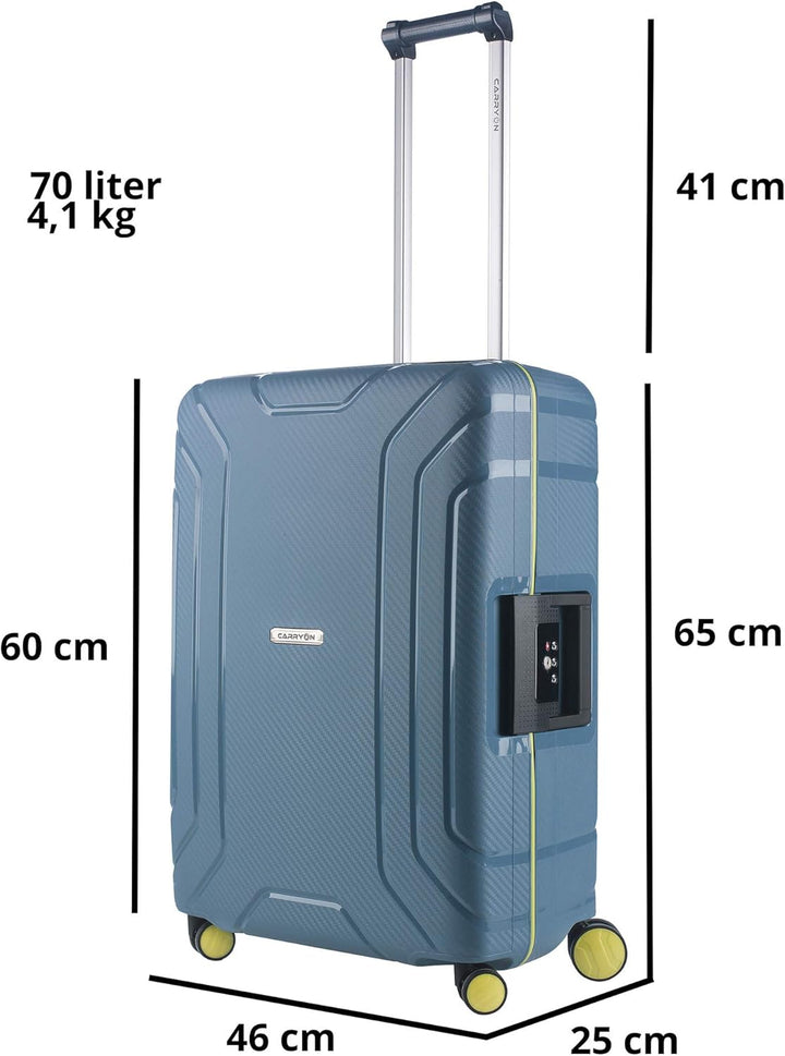 CarryOn Steward Hartschale Reisekoffer M - Koffer Dreipunkt Verschluss TSA (blau, M - 65cm) M - 65cm