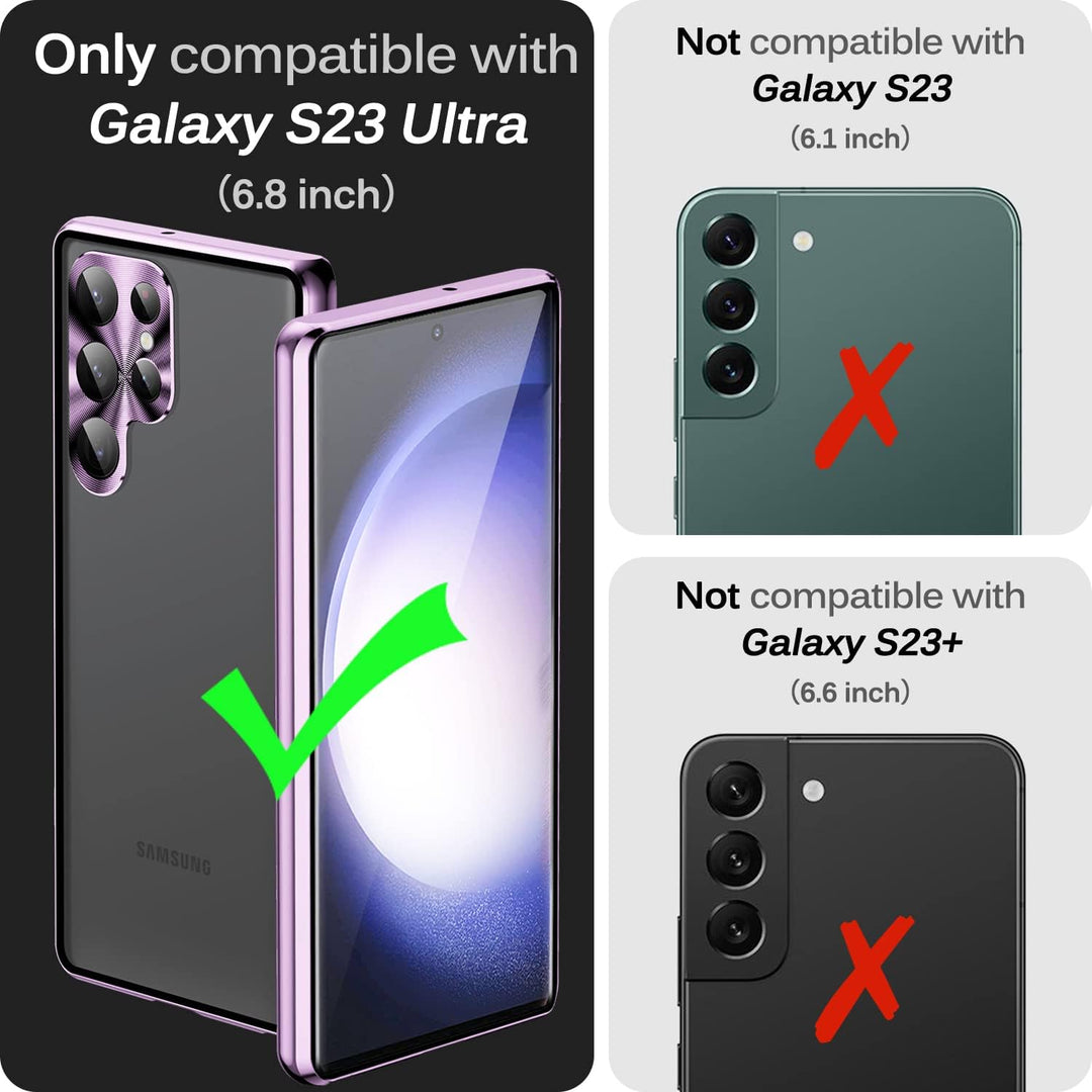 Miimall Kompatibel mit Samsung Galaxy S23 Ultra Hülle, Aluminum+PC S23 Ultra Full Cover Case mit Ant