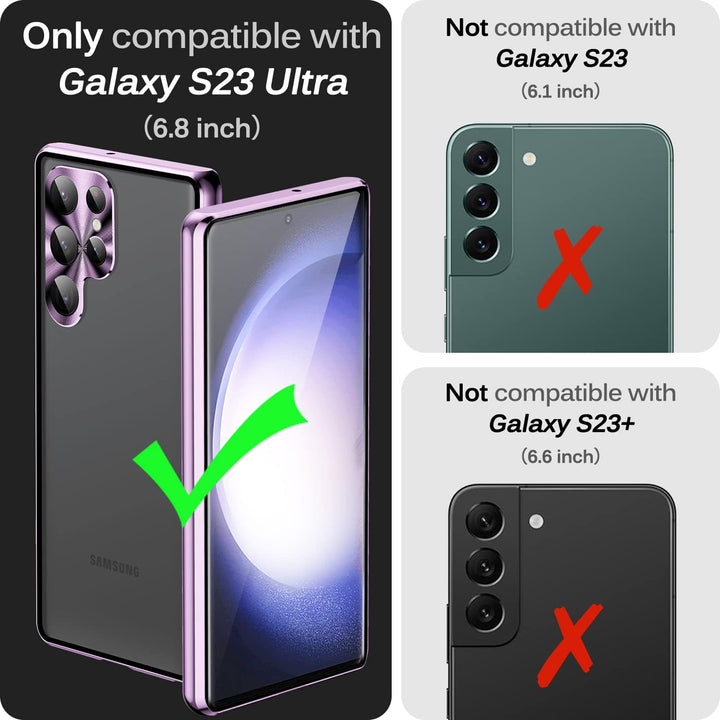 Miimall Kompatibel mit Samsung Galaxy S23 Ultra Hülle, Aluminum+PC S23 Ultra Full Cover Case mit Ant