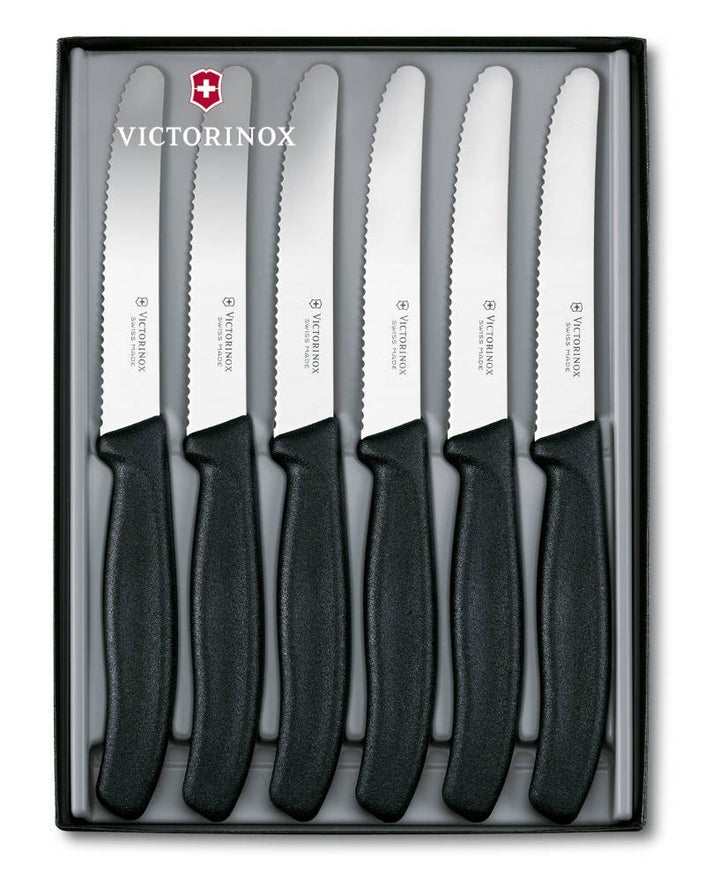 Victorinox Tafelmessergeschenkset Swissclassic Rund Küchenbesteck, Schwarz, STANDARD