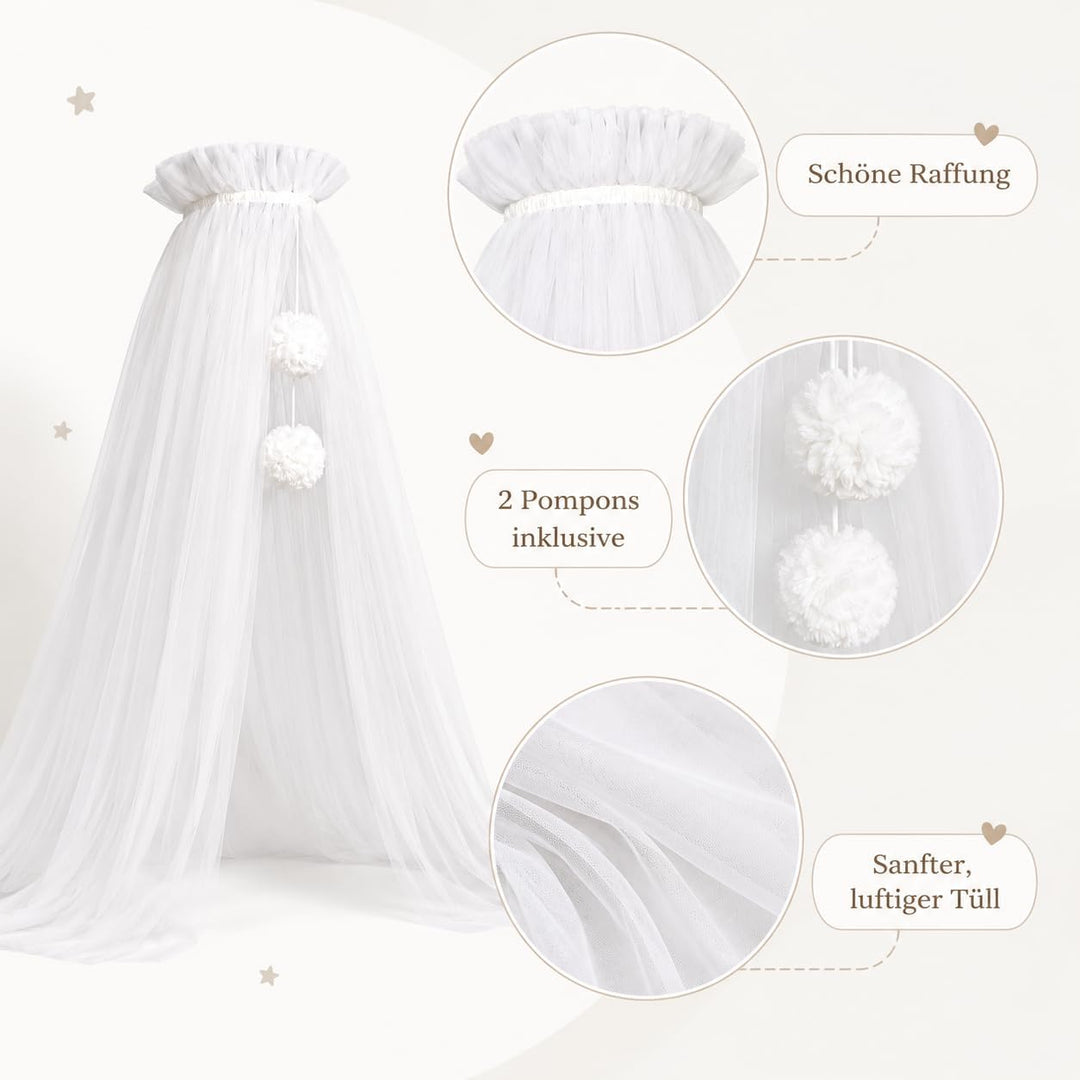 Babybetthimmel aus Tüll, Betthimmel für Babybett, Prinzessin Babywiege, Beistellbett Baby, Moskitone