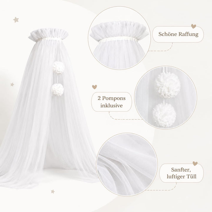 Babybetthimmel aus Tüll, Betthimmel für Babybett, Prinzessin Babywiege, Beistellbett Baby, Moskitone