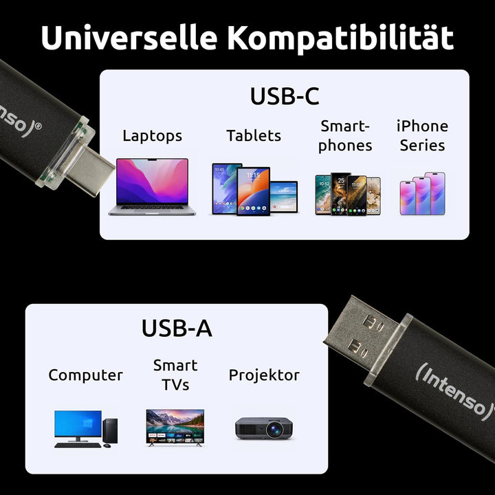 Intenso Twist Line 256 GB, Dual USB-Stick 3.2 Gen 1x1, USB-C und USB-A, 70MB/s, Anthrazit 256GB, 256