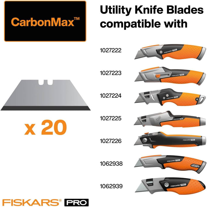 Fiskars Pro Sicherheits-Universalmesser mit einziehbarer Klinge, Länge 17,7 cm, Rostfreier Stahl/Kun
