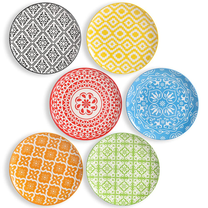 AHX Teller Set - Dessertteller Frühstücksteller- Flache Kuchenteller Salatteller 6er Set - Porzellan