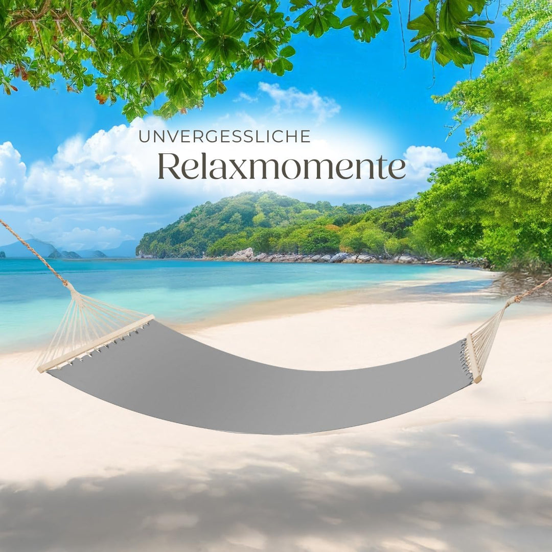 tectake® Doppel Hängematte Outdoor, XXL Stoff Schaukeltuch, Sonnenliege 2 Personen inkl. Kissen, Sch