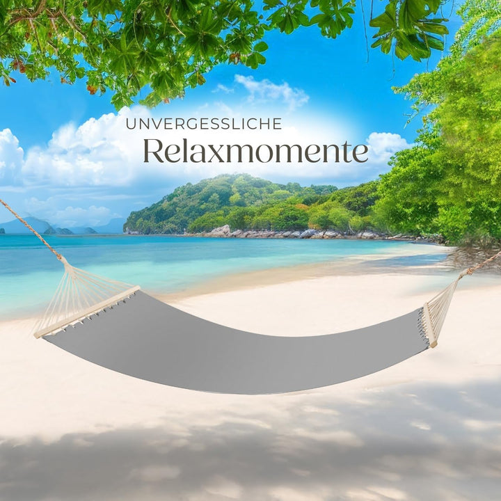 tectake® Doppel Hängematte Outdoor, XXL Stoff Schaukeltuch, Sonnenliege 2 Personen inkl. Kissen, Sch