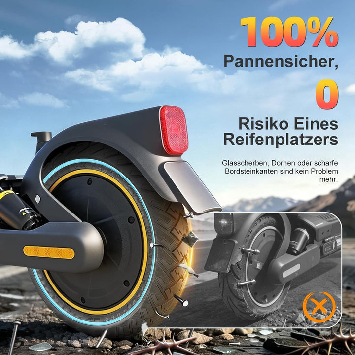 60/65-6,9 Ersatzräder Vollgummireifen 10 Zoll Solide Reifen für Ninebot Max G2 G2D G2E G65 F3 F3 Pro