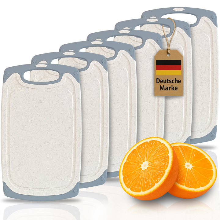 6 kleine Frühstücksbrettchen, 24x14cm, Kunststoff, Bretter, Brotzeitbrett, Schneidebrett Set, creme