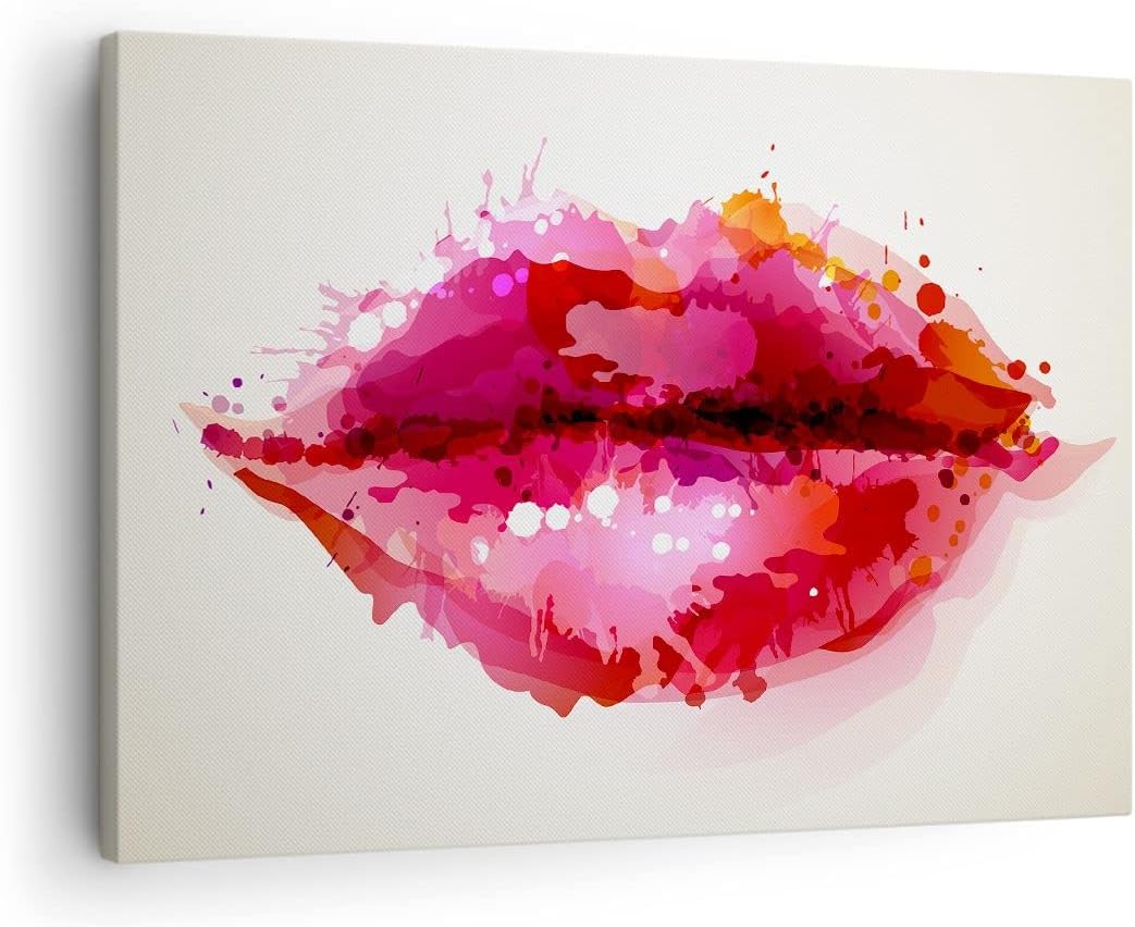 Bilder auf Leinwand Rote Lippen glänzend Lippe Glanz Leinwandbild 70x50cm Wandbilder Dekoration Wohn