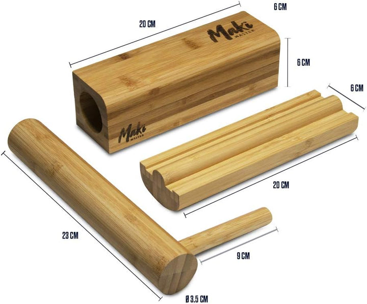 Mikamax - Maki Master - Sushi Set -Sushi Maker - 100% Bambus - Sushi Selber Machen Set - Sushi