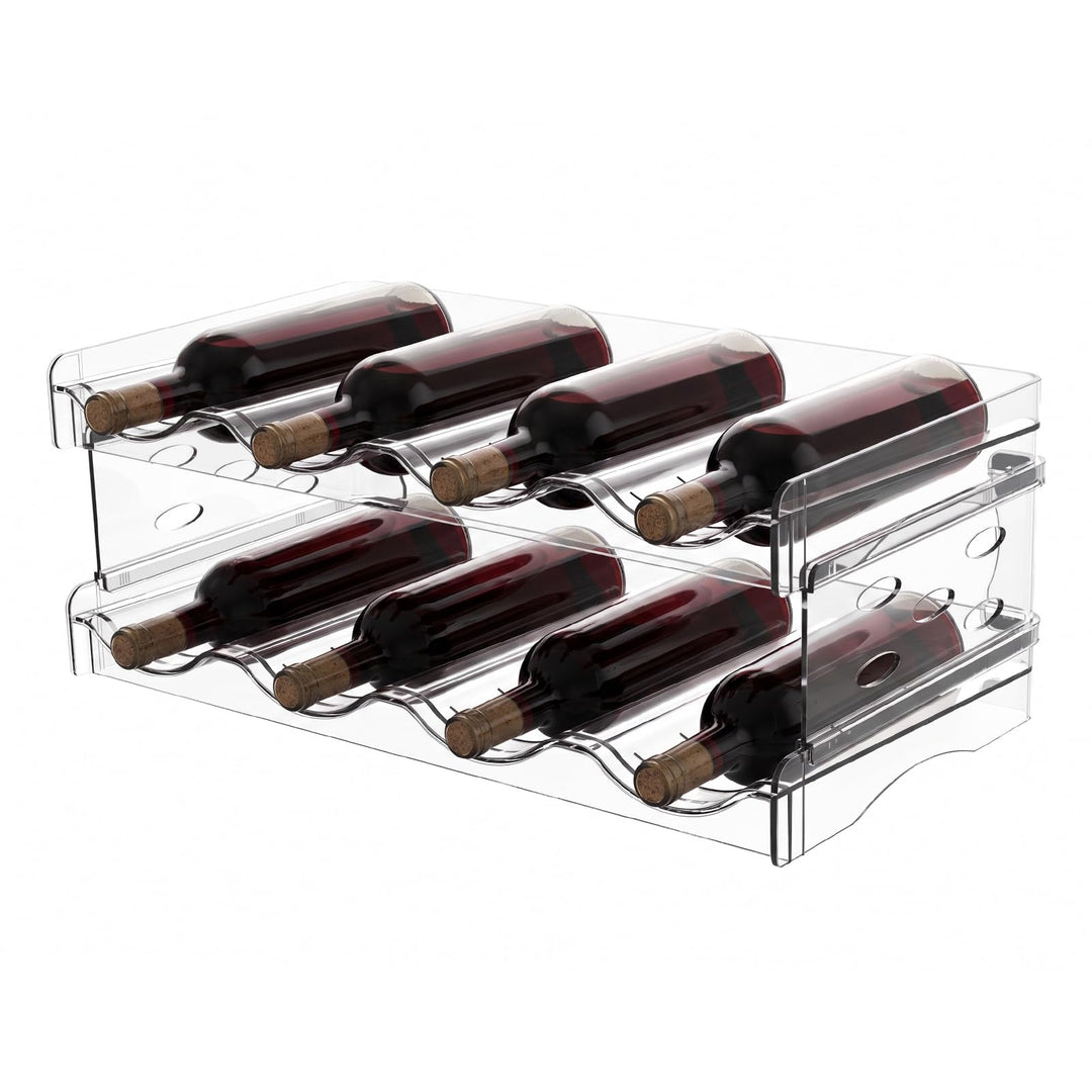 2 Etagen Flaschenregal Kühlschrank, Stapelbarer Weinregal Flaschenhalter für 8 Flaschen, 38x20cm Kun