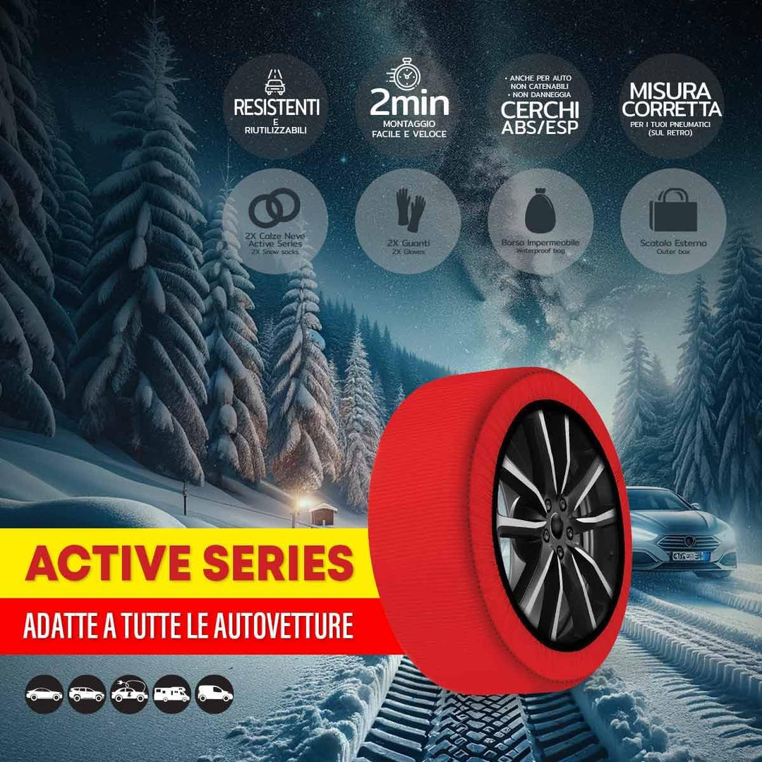 Zugelassene Schneeketten, Einfache Montage in 2 Minuten, 6 Grössen verfügbar (Rot;XXL) Rot XXL, Rot