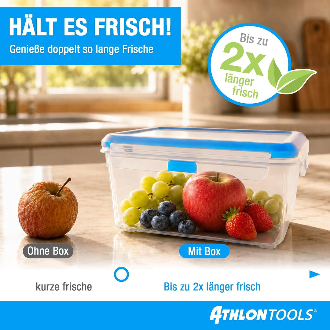 ATHLON TOOLS 4x 3L Frischhaltedosen-Set - 100% luftdicht und auslaufsicher -40 bis +100 Grad - für a