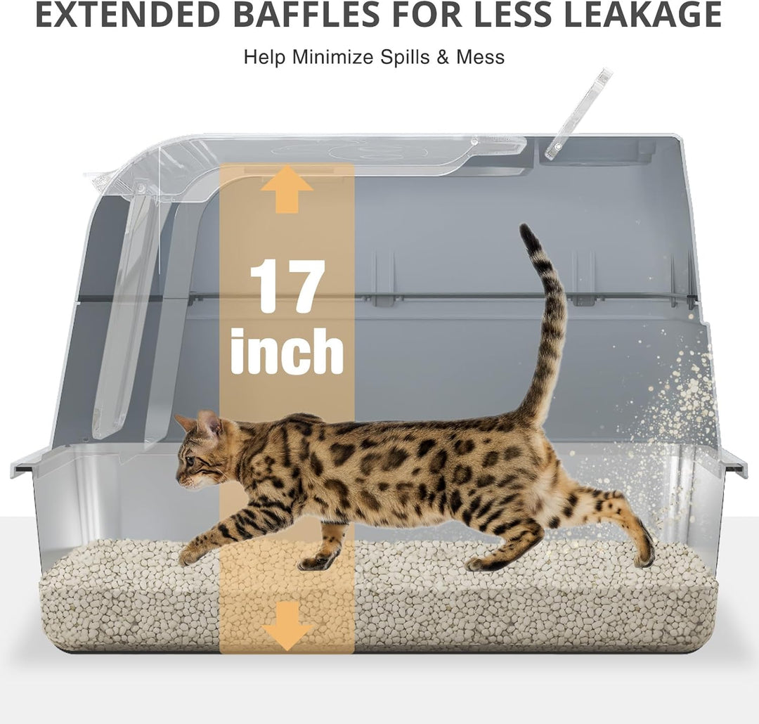 Edelstahl Katzenklo, XXL Katzenklo mit Deckel, Leicht zu Reinigen, Katzentoilette mit Hohem Rand aus