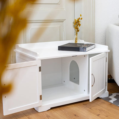 UPP Katzenschrank XXL aus massivem & nachhaltigem Holz I Katzenhütte für Katzentoilette oder als Hun