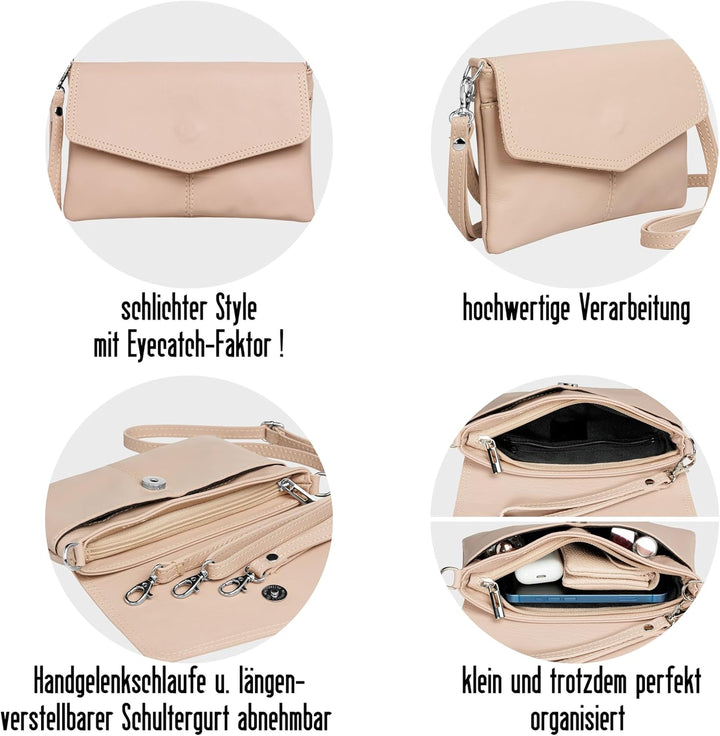 Caspar TA322 Damen Nappaleder Clutch Beige, Beige