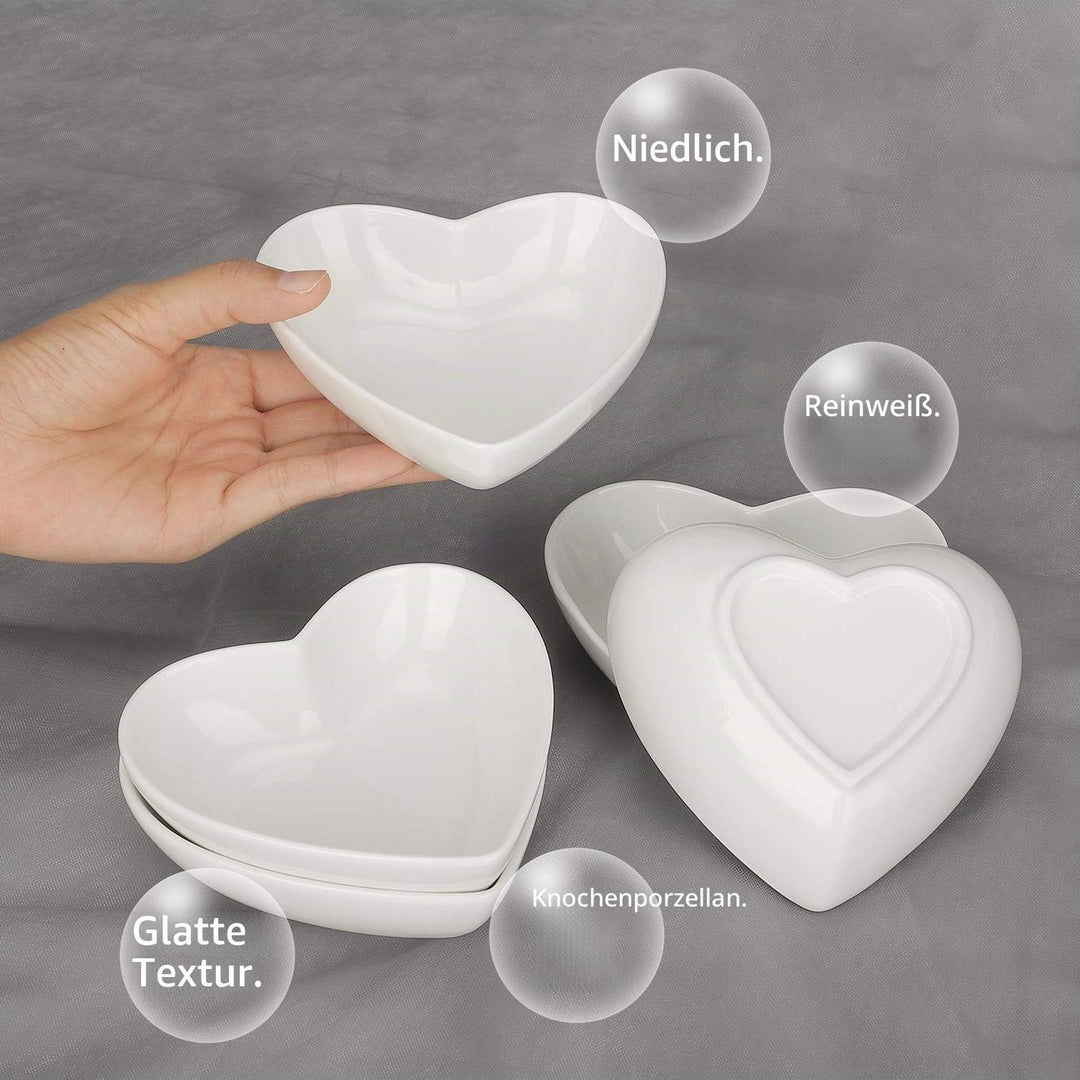 Cute Heart Bowl Dipping 5er-Set, Beilagenschalen aus Keramik, Dessertschale für Obst/EIS/Pudding/Cre