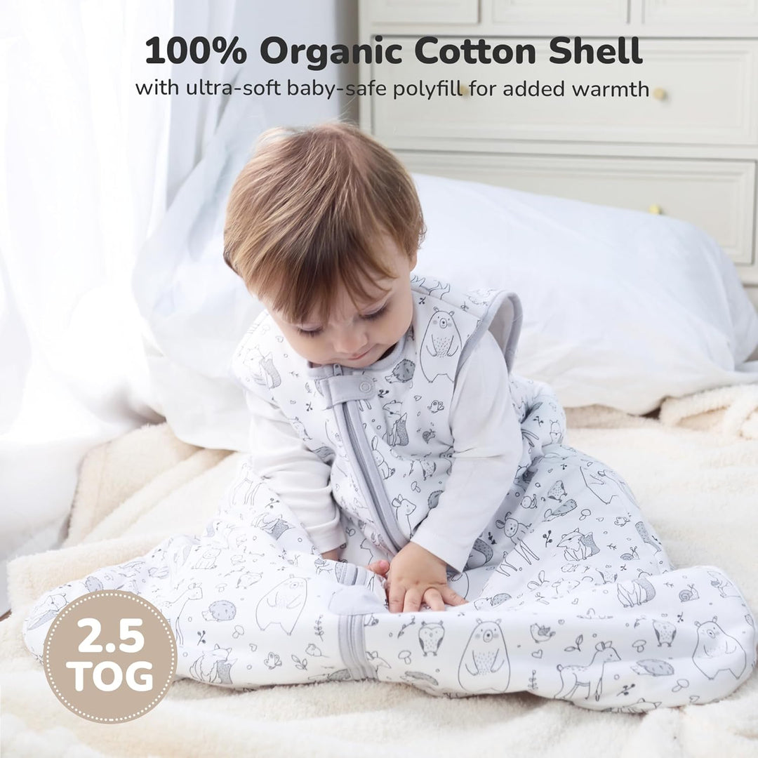 Mama Cheetah Baby Sleep Sack 2.5 TOG, Organic Cotton Baby Wearable Blanket with Two-Way Zipper, Swad