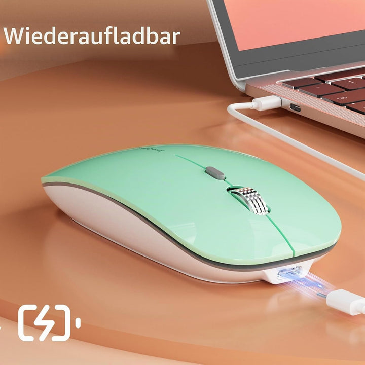 Uiosmuph Q5 Kabellos Maus, Wiederaufladbar Funkmaus 2.4G Leise Funkmaus Ultra Dünn Wireless Computer