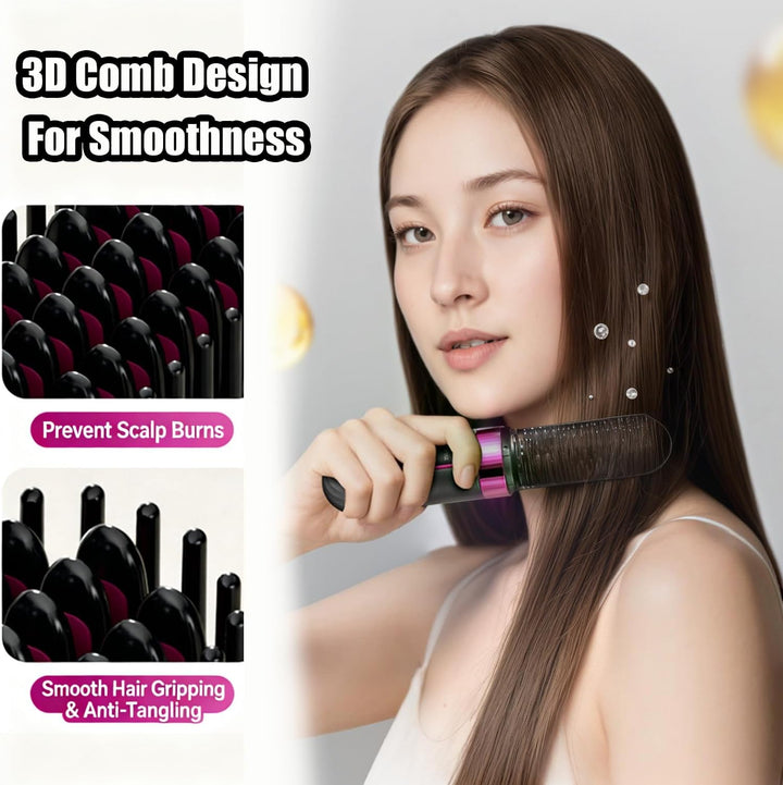 Stylingbürste für Kurze Haare Langes, Glättbürste Kabellos, Haarbürste Elektrisch, 4 Wärmestufen, 16