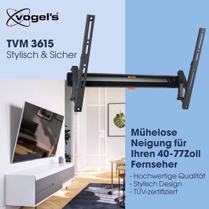 Vogel's Comfort TVM 3615 Hochwertige Neigbare TV-Wandhalterung für 40-77 Zoll Fernseher | Bis 35 kg