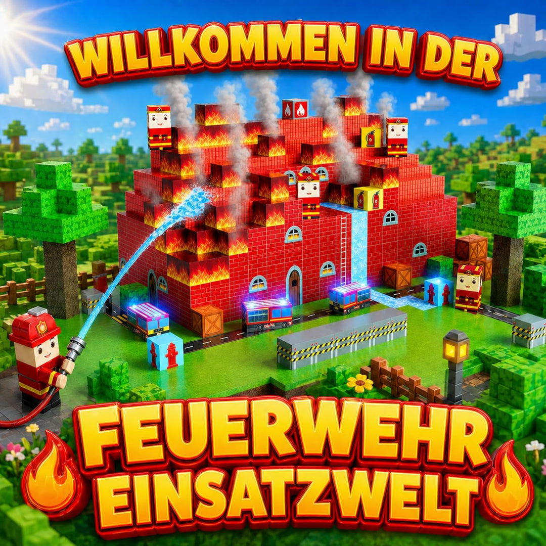 Spiele Kontor Magnetische Bausteine Feuerwehr - 80 Stück Magnetbausteine | Kinderspielzeug für Junge