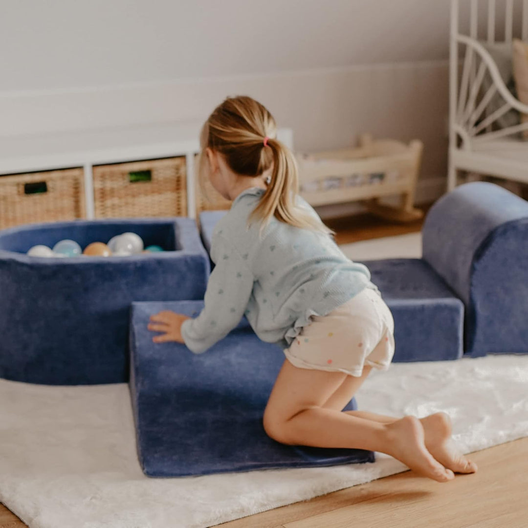 MEOWBABY Spielplatz aus Schaumstoff mit Bällebad 200x45cm - Schaumspielset mit 100 Bälle für Kinder,