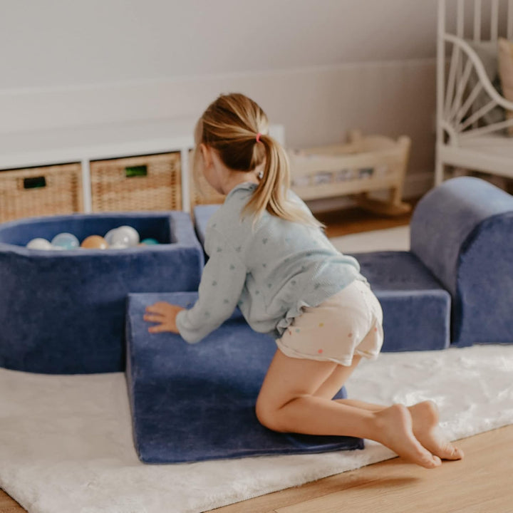 MEOWBABY Spielplatz aus Schaumstoff mit Bällebad 200x45cm - Schaumspielset mit 100 Bälle für Kinder,
