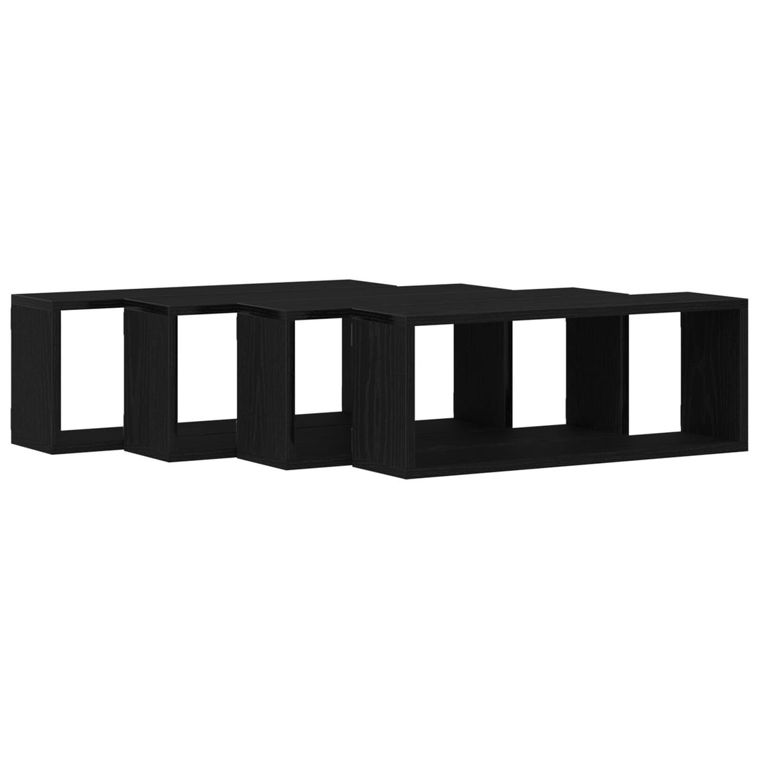 vidaXL Wandregale mit Regal 4 pcs Schwarz Eichen-Optik 60 x 15 x 23 cm, Wohnzimmer, rechteckiges Wan