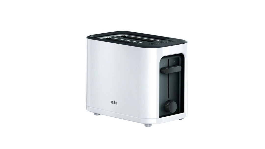 Braun Household HT3000WH Toaster, 1000 W, 2 Schlitze, abnehmbares Gitter, Kabelaufwicklung, weiss, H
