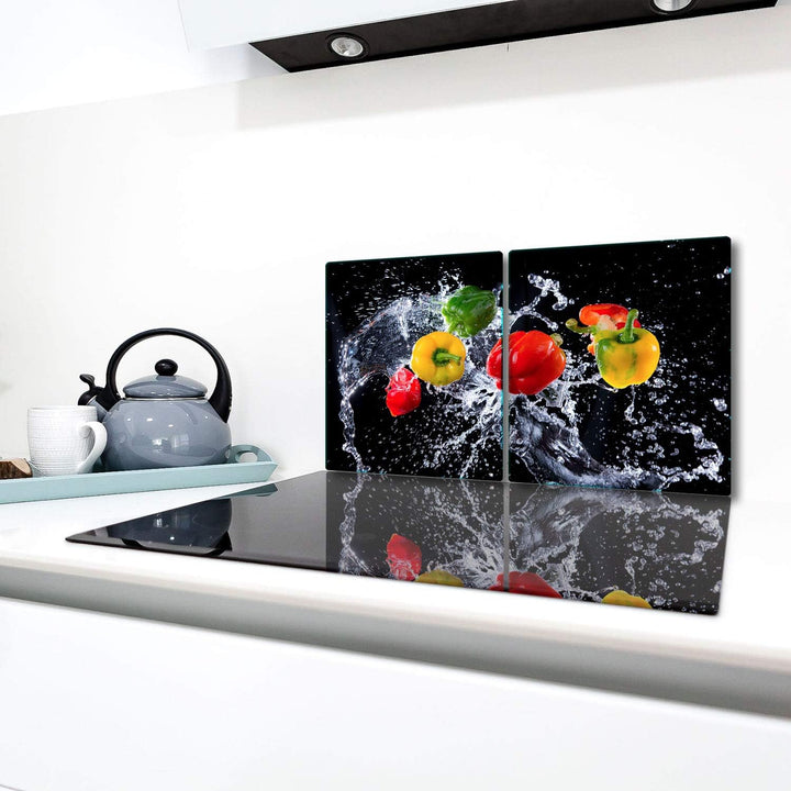 TMK ArtDeko Herdabdeckplatte 2 Teilig 40x52 cm - Spritzschutz Herdabdeckung – Herdschutz aus Sicherh
