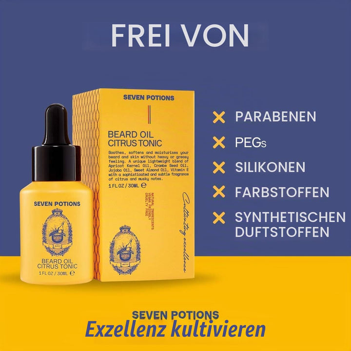 Seven Potions Premium-Bartöl für Männer - Jojobaöl-Bartweichmacher zur Pflege von Haut, Haar und geg