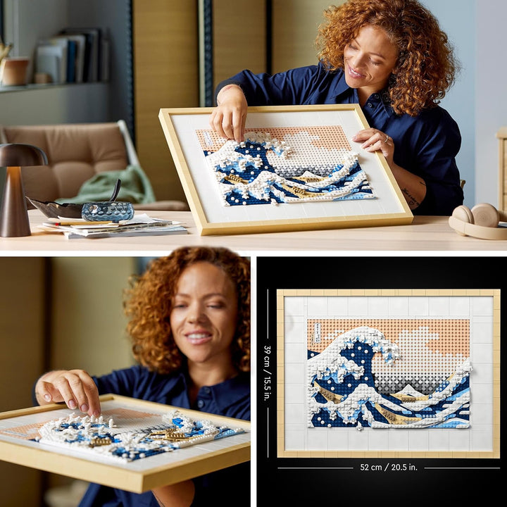 LEGO 31208 Art Hokusai – Grosse Welle, 3D Japanische Wanddeko, Bastelset, gerahmte Ozean-Leinwand, H