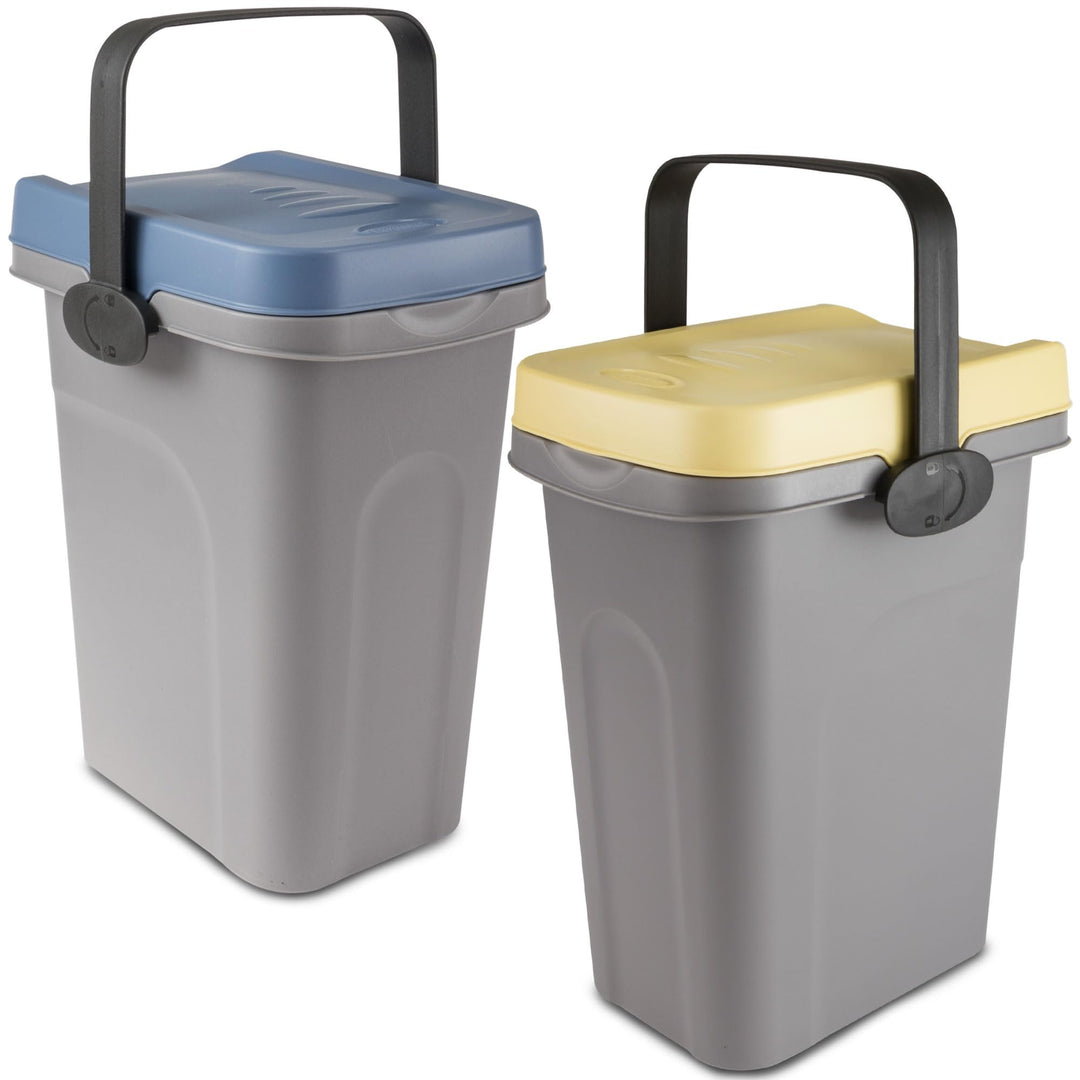 2x 7 Liter Windeleimer Geruchsdicht Blau und Gelb, Biomülleimer Küche, Bio Mülleimer Klein verschlie