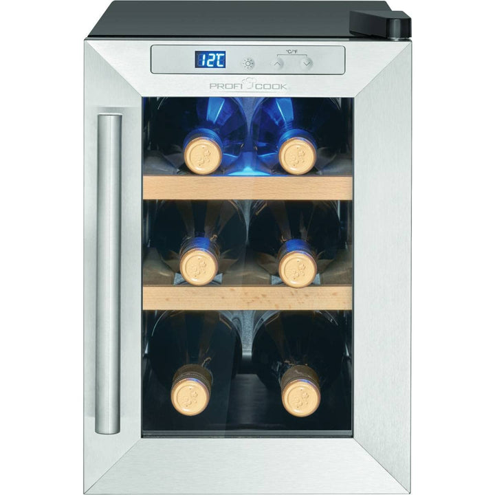 ProfiCook® Weinkühlschrank für 6 Flaschen, Getränkekühlschrank mit UV-beständiger Glastür, Weinkühle