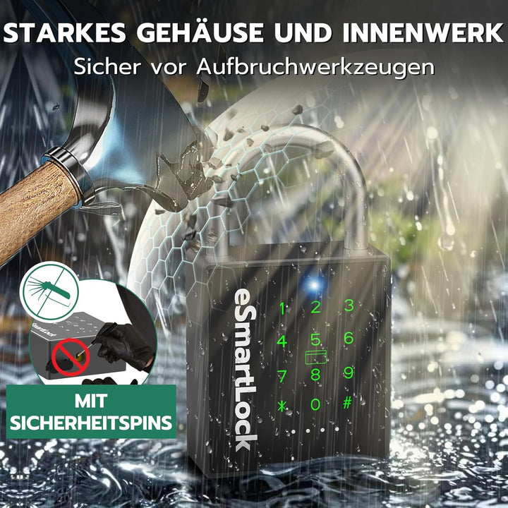 Eseesmart Smart Zahlenschloss Vorhängeschloss, Bluetooth Schloss mit Zahlencode RFID, Wetterfestes G