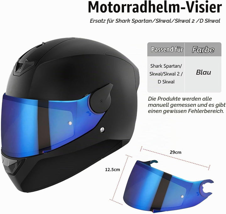 Motorradhelm Visier für Shark D Skwal D-Skwal 2 Spartan Carbon,Helmvisier Motorrad Windschutz Helm O