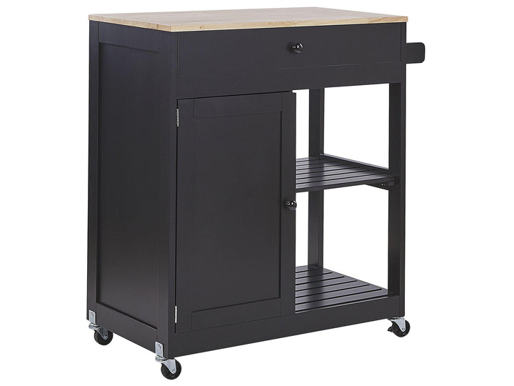 Beliani Moderner Servierwagen mit Schublade Schrank Ablage Landhausstil schwarz Trapani