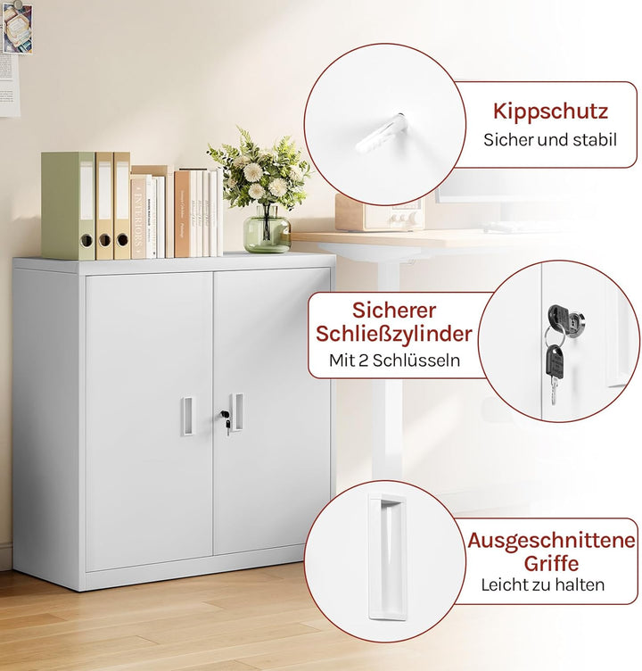 WOLTU Aktenschrank abschliessbar, Ordnerschrank mit höhenverstellbarem Einlegboden, Metallschrank mi