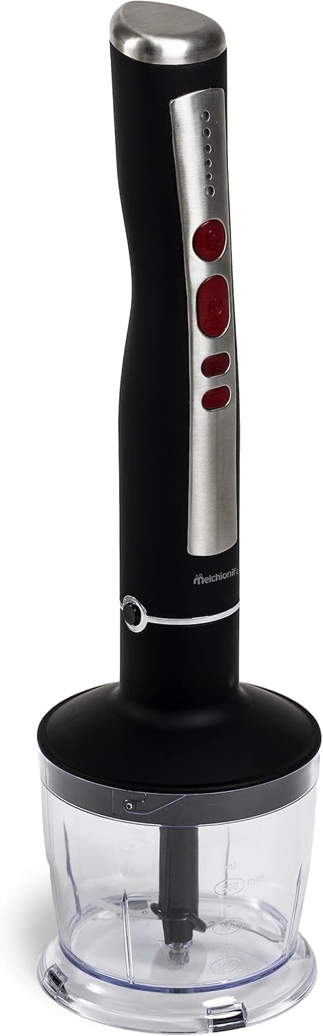 Melchioni Family | Wiederaufladbarer kabelloser Stabmixer Set mit Schneebesen, Zerkleinerer, Mixer u