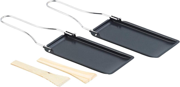 Rosenstein & Söhne Grillpfanne für Grill: 4er-Set Grill-Pfännchen mit klappbarem Griff, spülmaschine
