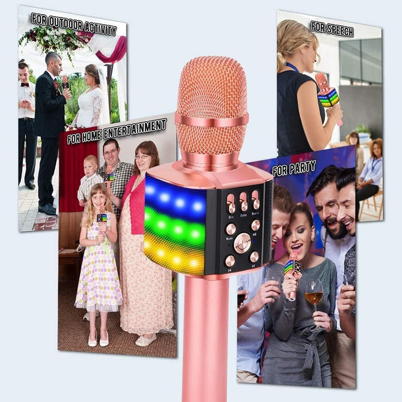 BONAOK Karaoke Mikrofon Led, 4-in-1 Bluetooth Mikrofon Karaoke, Tragbares KTV Microphone, Zuhause Pa