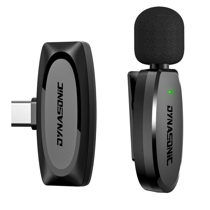DYNASONIC DM-Pro 02 (2. Generation) Professionelles kabelloses Mikrofon Android Typ C. Lavalier-Anst