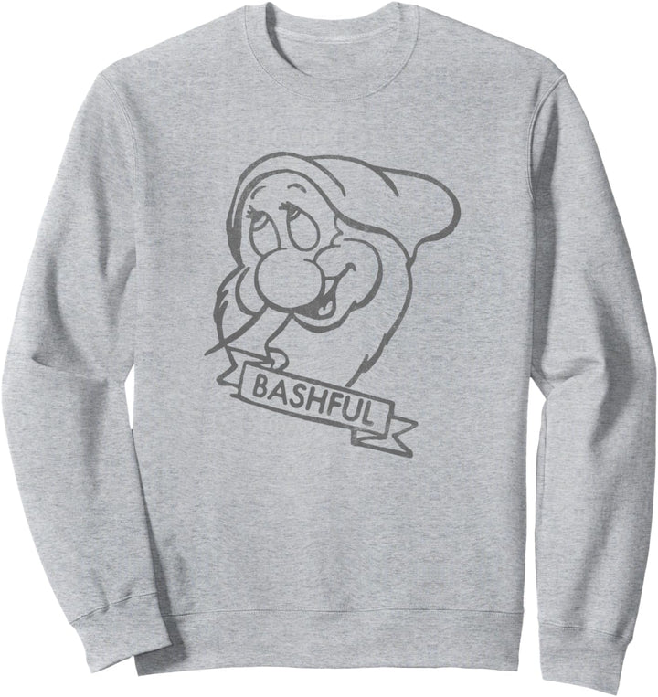 Disney Snow White Bashful Line Art Big Face Sweatshirt