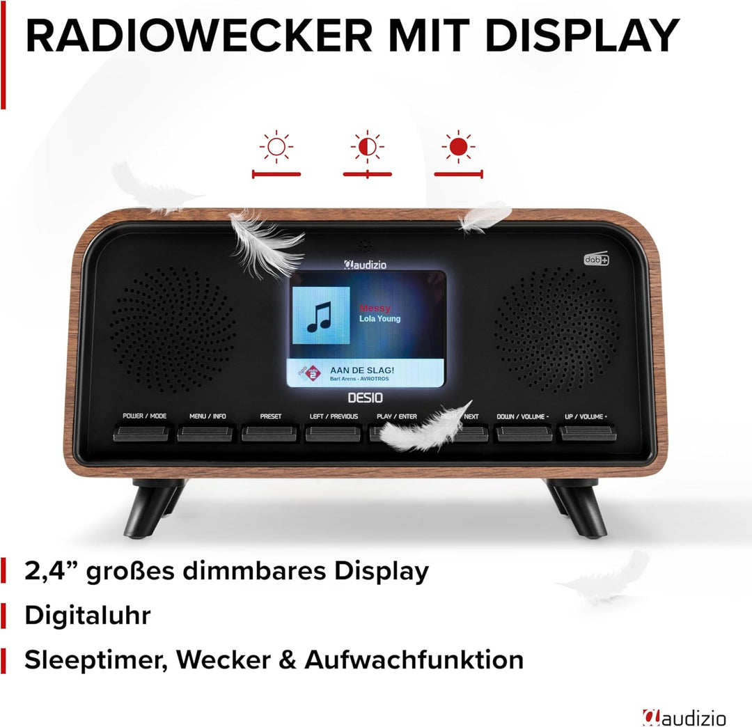 Audizio Desio - DAB Radio mit Bluetooth 5.0 - Stereo DAB Plus Radio mit Fernbedienung, 50 Speicherpl