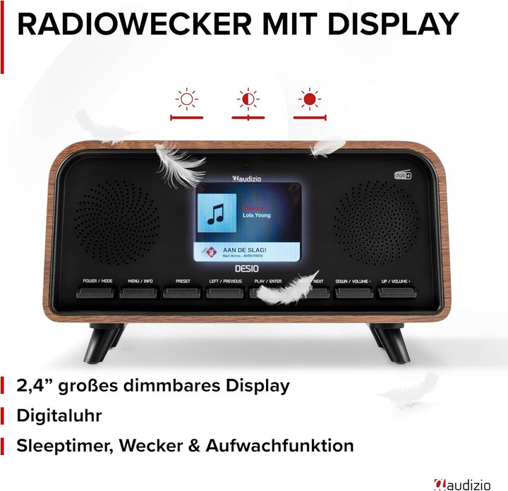 Audizio Desio - DAB Radio mit Bluetooth 5.0 - Stereo DAB Plus Radio mit Fernbedienung, 50 Speicherpl