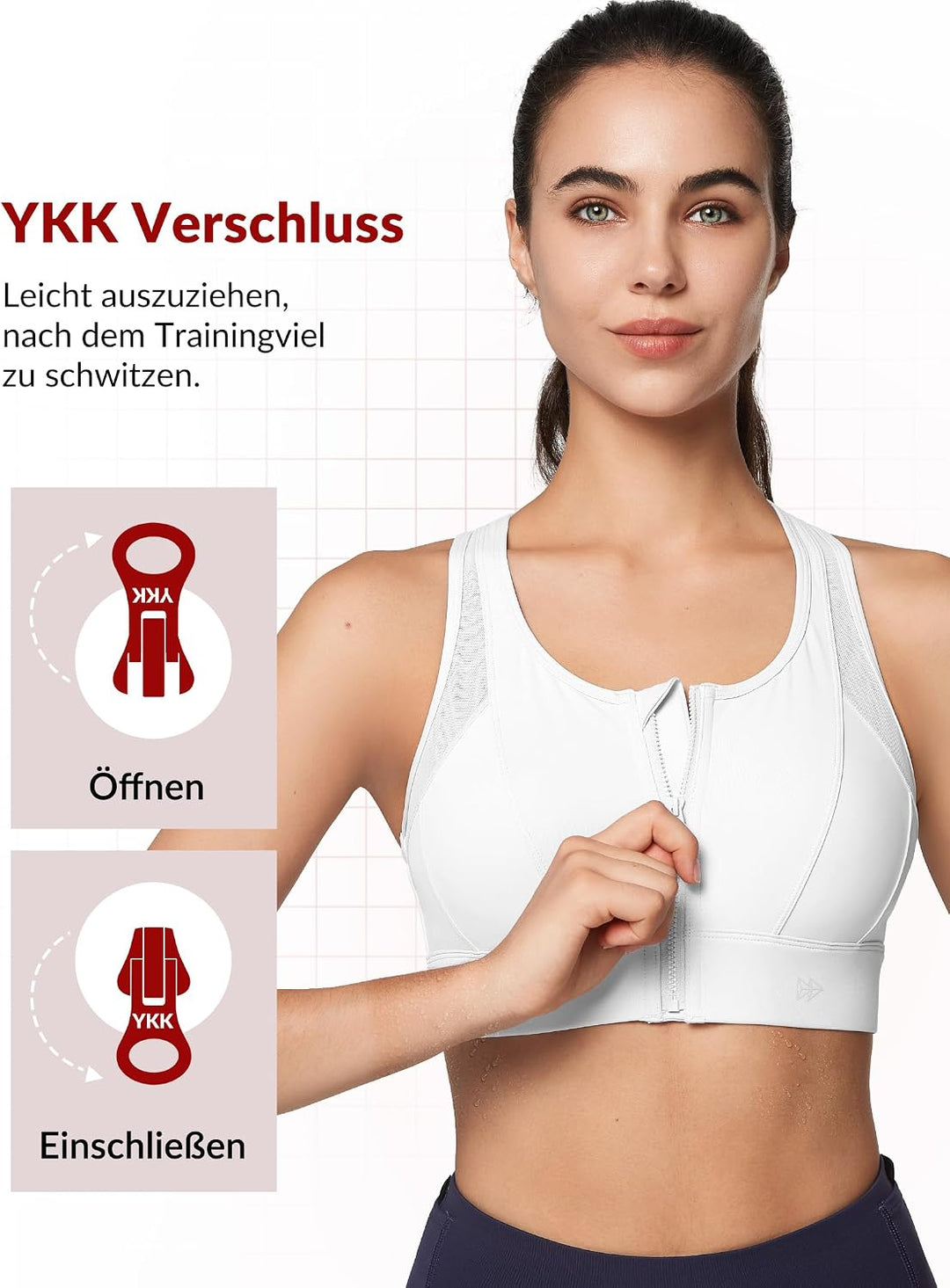 Yvette Starker Halt Sport BH Grosse Brüste mit Vorderverschluss Mesh Ringerrücken Ohne Bügel für Fit
