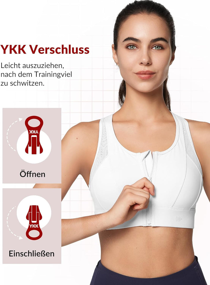 Yvette Starker Halt Sport BH Grosse Brüste mit Vorderverschluss Mesh Ringerrücken Ohne Bügel für Fit